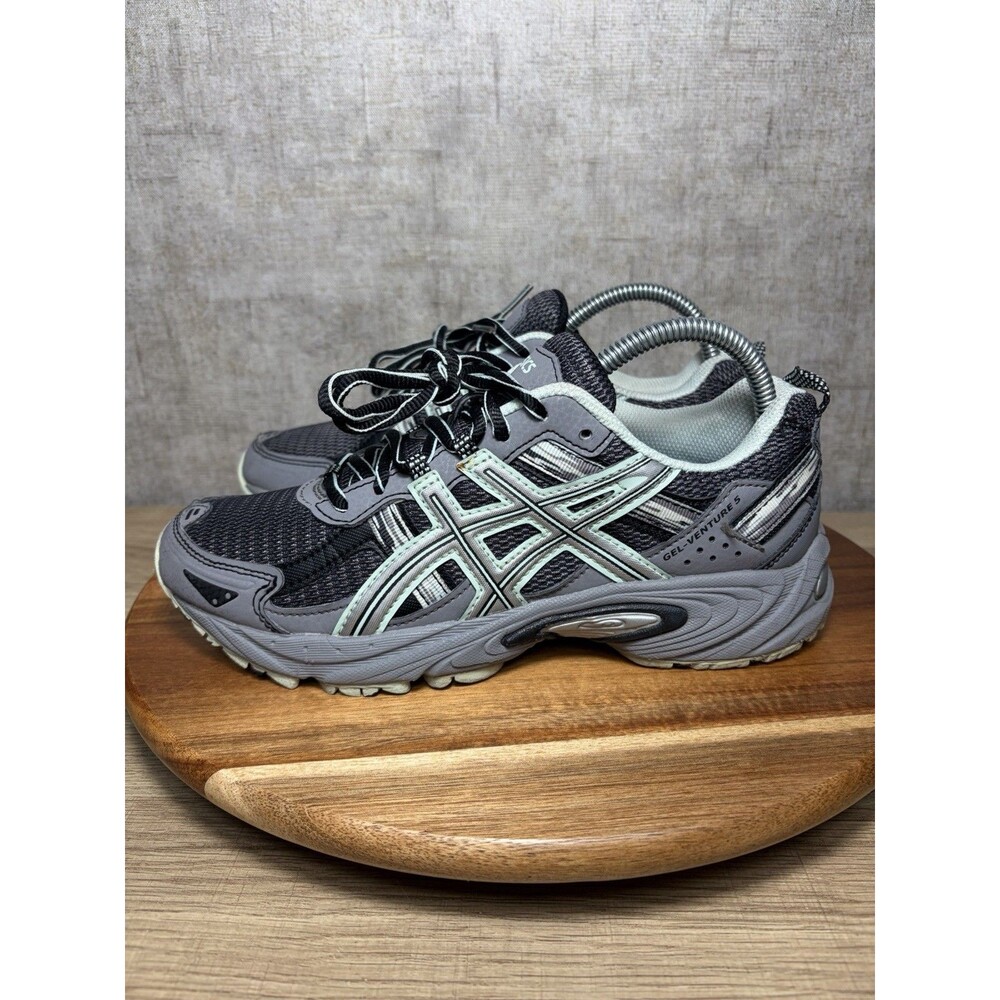 Asics Gel-Venture 5 Women’s Running Shoes Size 6.5 Gray Black Mint Aqua T5N8Q